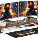 Dual Monitor Stand - 39Inch Large Wood Monitor Stand Riser,220 Pounds Load Capacity Desk Monitor Riser Support for 2 Monitor/Laptop Computer, Desk Organizer for Office, Extension Monitor Stand Riser (Walnut)