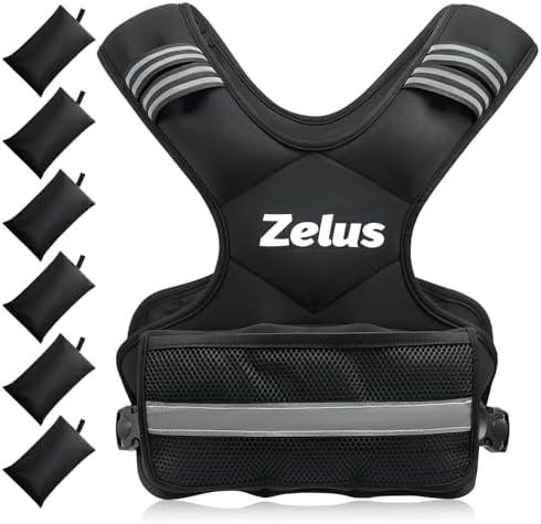 Set of two: ZELUS Weighted Vest for Men and Women | 20-32lb Vest with 6 Ironsand Weights for Home Workouts | Adjustable Body Weight Vest Exercise Set for Cardio and Strength Training; Weights Combo 4 (6.5LB), 3 (3.5LB), 1 (4.5LB) Plates