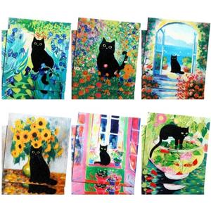 Sunnyray 12 Pcs Swedish Kitchen Dish Towels Dishcloth Reusable Sponge Cleaning Cloth Kitchen Towels Absorbent Washable Dish Cloth Drying Hand Towel(Watercolor, Cat)