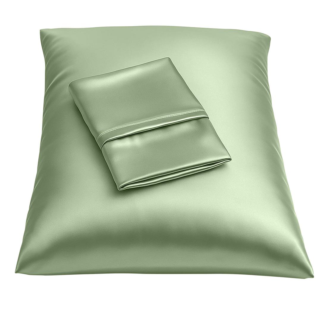 BLISSFORD Satin Pillowcase with Zipper, for Hair and Skin Care, Feels Soft and Cool Like a Silk Pillowcase, Satin Pillow Cases 2 Pack, Slik Pillow Cover, Sage Green - Standard Size - Set of 2