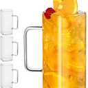 Drinking Glasses 13 oz With Handle,Set of 6 Thin Square Glasses,Elegant Bar Glassware For Water,Juice,Beer, Drinks,and Cocktails and Mixed Drinks,Lead-Free Drink Tumblers