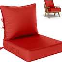 Outdoor Seat Cushion Set 24 L 24 W 5 H Inch Waterproof & Fade Resistant Patio Furniture Cushions with Removable Cover with Handle and Straps for Sofa Chairs, Chairs, Red