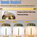 Portable LED Mushroom Table Lamp, 8.46'' Metal Small Cordless Desk Night Light with 5200mAh Rechargeable Battery, Stepless Dimming Lamp with 3 Colors for Bedroom/Bar/Coffee Shop (Silver)