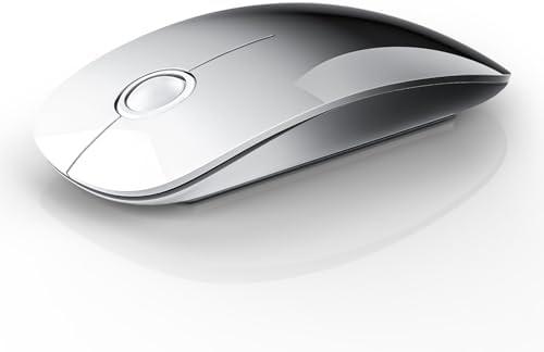 RAPIQUE Bluetooth Wireless Mouse - (BT5.1+USB) Dual Connectivity, Quiet Click, Low Power, and 1600 DPI, Portable Cordless Mouse for Laptop, MacBook Pro/Air, iPad (White to Black)