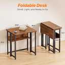 Huuger Folding Desk with Storage Shelf, 23.6 Inch Foldable Computer Table for Small Spaces, Space Saving Sofa Table for Couch, Writing Work Office Computer Desk, Easy to Fold, Rustic Brown, 18.5"d X 23.6"w