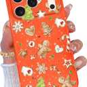 TURYXIA Christmas Phone Case for iPhone 17 Pro Max Glitter Cute Merry Christmas Pattern for Women Boys Girls Girly Sparkly Soft Xmas Holiday Phone Cover for iPhone 17 Pro Max, Gingerbread Man