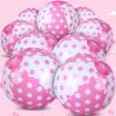 Leyndo Hollowfly 12 Pack Themed Beach Ball 7.87" Bulk for Summer Pool and Beach Game Gifts and Birthday Party Supplies and End of The Year Class Party Decorations Favor (Pink, White)