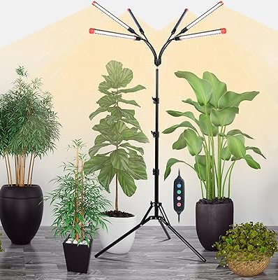 Orchbloom 10Head Grow Light with Stand and Timer, 90 Watt Power Home Plug LED Grow Lights for Indoor Plants for Tall Houseplants, Bonsai Tree, Seed Starting, 24"64" Adjustable Height