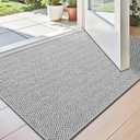 LUMI Ultra Thin Indoor Door Mat for Entrance 17"x30", Non Slip Entryway Mat, Low Profile Doormat, Unique Herringbone Design Carpet for Inside, Patio, Porch, Gray (Grey)