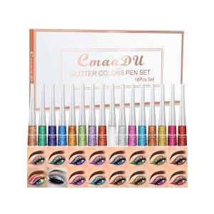 CMAADU 16 Colors Glitter Metallic Liquid Eyeliner Set BBD: 03/13/2027