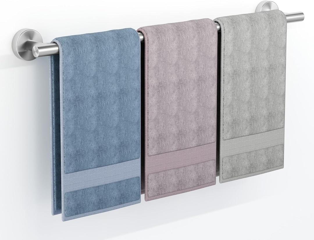 Brushed Nickel Towel Bar, 24 Inch Towel Racks for Bathroom Wall Mounted, SUS304 Stainless Steel Bathroom Towel Holder, Total Length 26.4 Inch Towel Bars