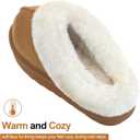 Womens Plush Platform Slippers Warm Fuzzy Winter Slippers Indoor/Outdoor Cozy House Shoes with Non-Slip Rubber Sole (8, Beige)