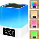 JALL Night Light Bluetooth Speaker, 【2025 Upgraded】 Multi Colorful Changing Bedside Lamp Alarm Clock, Best Birthday Ideas for 10 11 12 13 14 Year Old Teenage Boy Girl, White