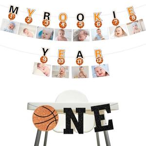 Kreatwow Basketball 1st Birthday Decorations My Rookie Year Photo Banner Basketball One High Chair Banner Basketball Theme 1st Birthday Decor Rookie of the Year Sports Theme 1st Birthday Boy