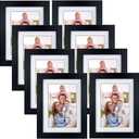 Giftgarden 4x6 Picture Frame Set of 8, 5x7 Matted to Display 4 by 6 Photos with Mat or 5 by 7 without Mat for Wall or Tabletop, Black