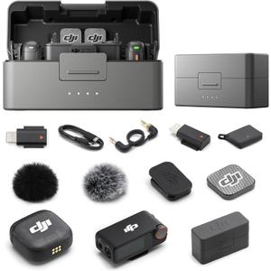 DJI Mic 3 Bundle (2 TX + 1 RX + Charging Case), Wireless Microphone for iPhone/Android/Camera, 32-bit Float Internal Recording, Dual Band Anti-Interference, 28h Use, Available for Lightning Device