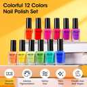 GELLEN 12-Color Bright Neon Nail Polish, Quick Air Dry Regular Nail Polish Vibrant Rainbow Set for Finger Toe Nails, 10ml Large Bottle, Toxin TPO HEMA Free, Red Pink Blue Green Purple Orange Yellow