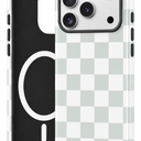 Jusy Compatible with MagSafe Checkerboard Case for iPhone 17 Pro, Cute Aesthetic Checkered Magnetic Phone Case, Soft TPU and Hard PC Protective Phone Cover for Women GirlsMatte - Green & White