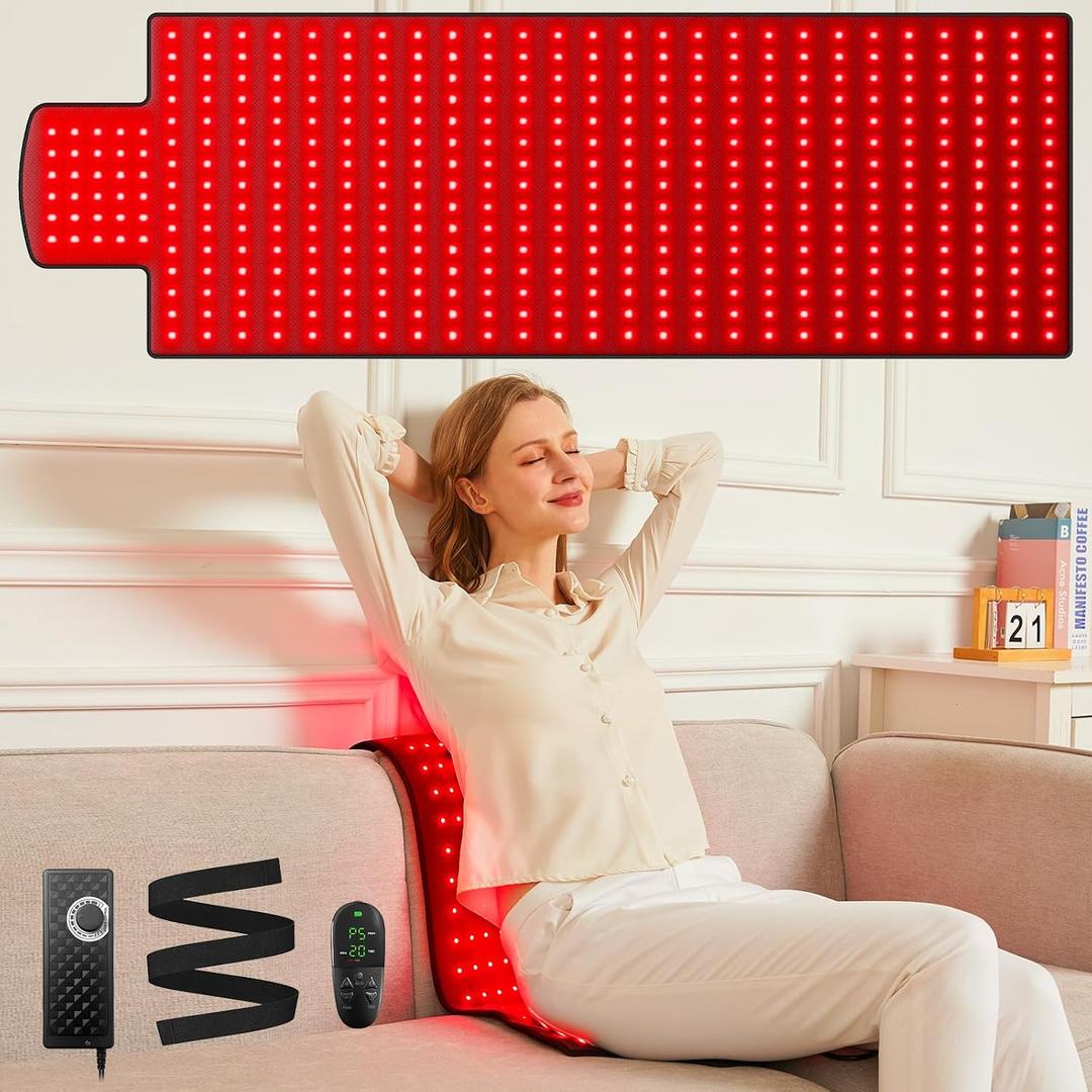 Red Light Therapy Mat, 40" x 16.5" Infrared Red Light Therapy Pad for Back Shoulder Legs Knees, 660nm & 850nm, 3 in 1 420 LEDs Infrared Light Therapy for Body Pain Relief, Muscle Recovery