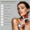 3-in-1 for Aurora Red Light for Face & Neck Beauty Massager, with Suction, Vibration, Heat, 3 Light Therapies for Skin Glow, Face Lift, Neck Firm, White