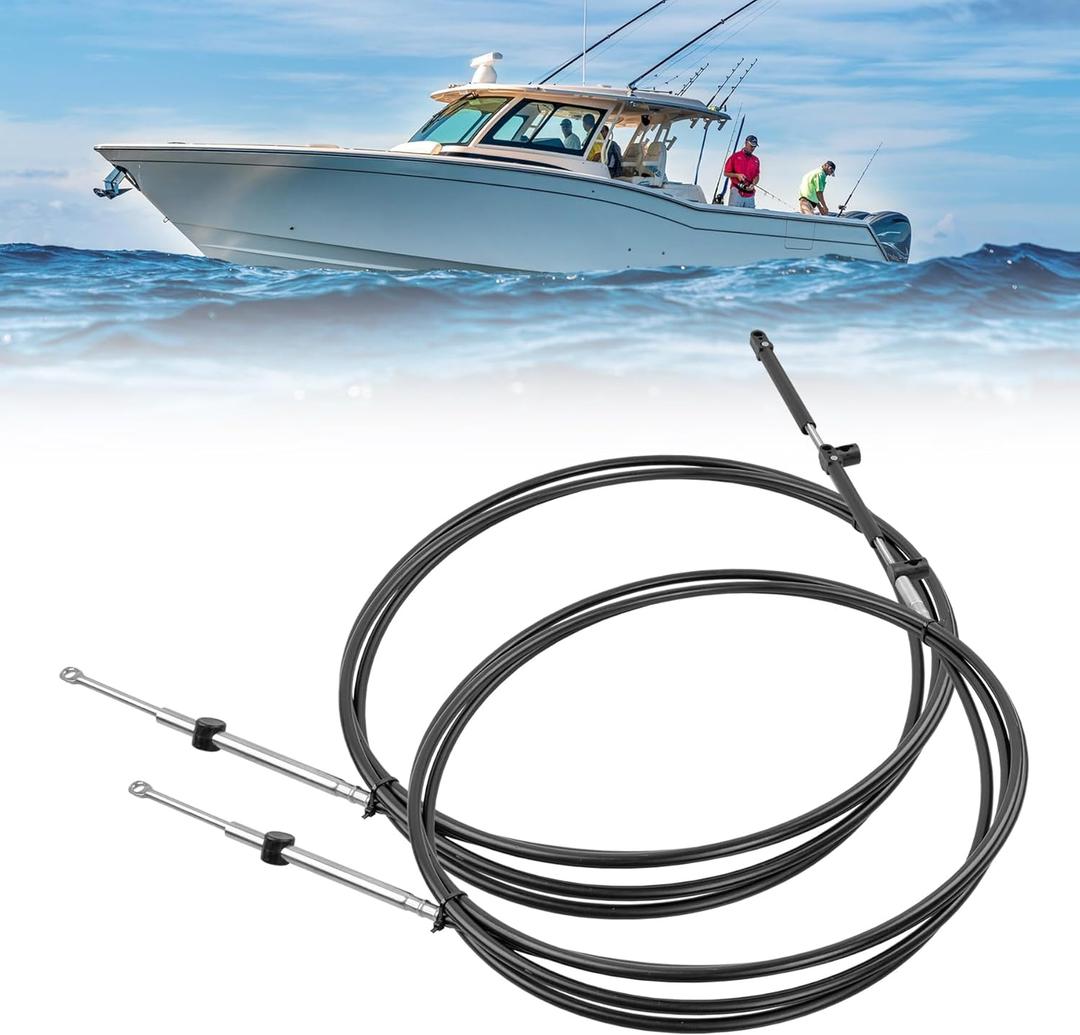 GEN 1 Boat Outboard Throttle and Shift Control Cables, 33C Remote Cable Replacement, Compatible with Mercury, MerCruiser, Mariner, Force Motor Engines, Replace CC179 Series (2PCS) (9FT)