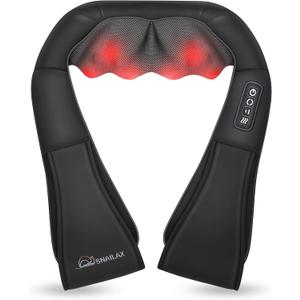 Snailax Shiatsu Neck and Shoulder Massager - Back Massager with Heat, Deep Kneading Electric Massage Pillow for Neck, Back, Shoulder,Foot,Body (1 Count (Pack of 1), Coal Black)