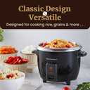 Elite Gourmet ERC006SS 6-Cup Electric Rice Cooker with 304 Surgical Grade Stainless Steel Inner Pot, Makes Soups, Stews, Porridges, Grains and Cereals, 6 cup (3 cups uncooked), Black