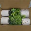 Mkono 4 Packs Small Fake Plants in Farmhouse Galvanized Pots Table Centerpiece Mini Potted Artificial Plants Faux Eucalyptus for Shelf Office Rustic Home Decor (White, Mini-6" H)