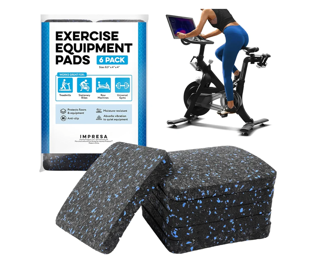 6-Pack Exercise Equipment Mat - Treadmill Pads for Carpet Floors, Protective Anti-Slip Treadmill Pad for Hardwood Floors & Carpets, Home Gym Accessories, Exercise Bike Mat, 4X 4X 0.5 in
