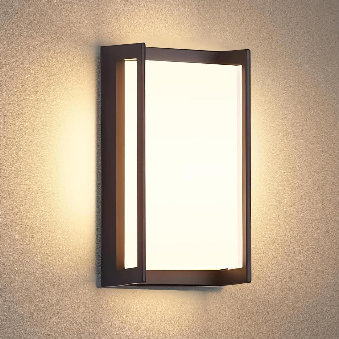 Wowlite Outside Lights for House LED, 18W Modern Front Porch Light 3000K 4000K 6500K 3 Colors Changeable, Aluminum Outdoor Light Fixture, Exterior Sconce for Garage Garden Patio