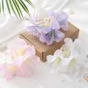 WELROG 3 Pcs Lily Flower Hair Claw Clips, Large Non-Slip Hair Claws for Thick Hair, Artificial Flower Clips(White+light pink+purple)