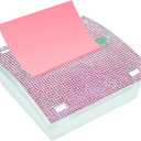 Pop up Sticky Note Holder Rhinestone Self Sticky Note Dispenser 33 Post it Dispenser for Pink Office Desk Accessories and Supplies, Teacher Gifts(White Pink)