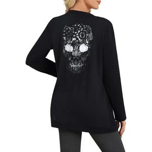 Women Cardigan Tops Long Sleeve Open Front Back Cutout Shirts Sexy Gothic Cardigan Small