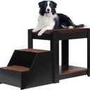 Large Dog Window Seat with Stairs, Non-Slip Removable Soft Pads, Indoor Dog Perch to Look Out Window