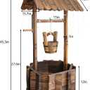 Notume Garden Wooden Decor Rustic Wishing Well with Light Planter Outdoor Home Décor for Patio, Upgrade Wishing Well Garden, Yard Hanging Bucket Patio Lawn Backyard Home Decor
