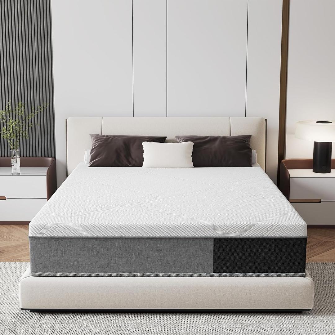 Twin 10 Inch Hybrid Mattress in a Box, Medium-Firm, Memory Foam with Individually Pocketed Coils, Zoned Support, Motion Isolation, CertiPUR-US Certified