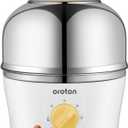 Oroton 9-Egg 304 Stainless Steel Egg Cooker  Steam & Boil Eggs with Timer, Automatic Shut-Off & 3 Cooking Modes (Hard/Medium/Soft) (White)