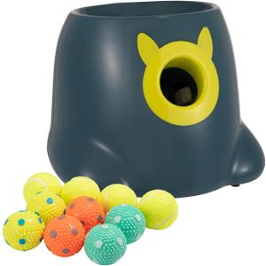 Automatic Ball Launcher for Dogs, Dog Fetch Ball Thrower Launcher, 3 Adjustable Distances, Interactive Pet Self Playing for Small Dogs and Puppies with Only 4 Balls (2 inches)