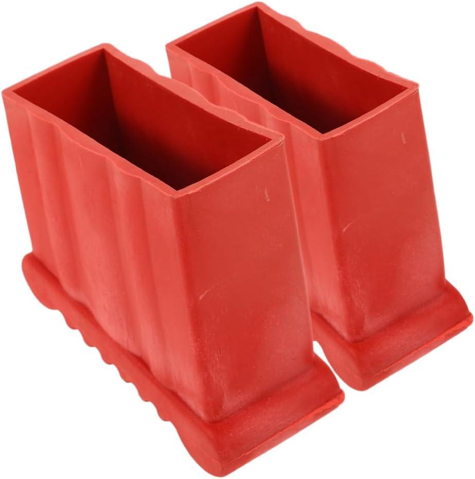 Angoily 2Pcs Ladder Feet Covers 3.54X3.14X1.57In - Non Slip Rubber Replacement Pads for Aluminum Extension Ladders - Red Safety Bumpers