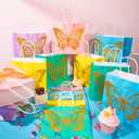 MotiMind 24 Pcs Butterfly Party Favors Bags with Gold Glitter 3D Butterfly Decor and Handles Goodie Gift Paper Treat Candy Bags for Birthday Bridal Shower Baby Shower Party Supplies