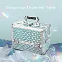 Joligrace Makeup Box 11.6-Inch Cosmetic Train Case for Women Travel Jewelry Organizer with Compartments & Mirror Portable Lockable Make-up Trunk Turquoise