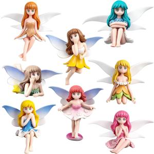 8Pcs Miniature Fairy Figurines, Mini Fairies for Fairy Garden, Small Fairies Garden Accessories for Decor Cake, Landscapes