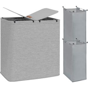 STORAGE MANIAC Double Laundry Hamper, 136L Laundry Sorter with Lid and Removable Bags, Clothes Hamper, Large 2 Section Clothes Basket with Handles for Small Space, Dorm, Closet, Bathroom, Gray STORAGE MANIAC Double Laundry Hamper, 136L Laundry Sorter with Lid and Removable Bags, Clothes Hamper, Large 2 Section Clothes Basket with Handles for Small Space, Dorm, Closet, Bathroom, Gray