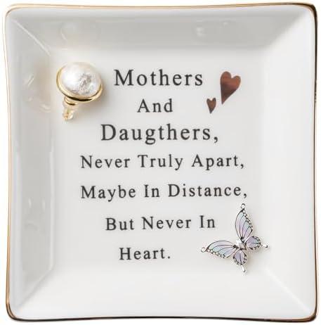 Aegero Gift for Mom from Daughter, Mother's Day, Christmas, Thanksgiving, Birthday Gift for Mother and Daughter Ceramic Ring Dish Decorative Jewelry Tray Small Trinket Tray