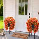 HyeFlora Bougainvillea Artificial Hanging Flowers Plants for Outdoors Decoration, 2pcs Faux Bougainvillea Vines Orange Fake Flowers Realistic UV Resistant Silk Flowers for Outside Planter Yard Porch