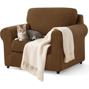 SUBRTEX 3 Pieces Stretch Sofa Slipcover Sets Couch Cover Sets Backrest Cushion Covers Furniture Protector Collection Set for Oversize Sofa Loveseat Chair Slip Covers(Small, Coffee)