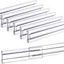 Acrylic Clear Drawer Dividers, Expandable 11-19'' Dresser Organizers Transparent Kitchen Drawer Organizer, Clear Plastic Drawers Separators for Clothing Kitchen Utensils and Office Storage, 6 Pack