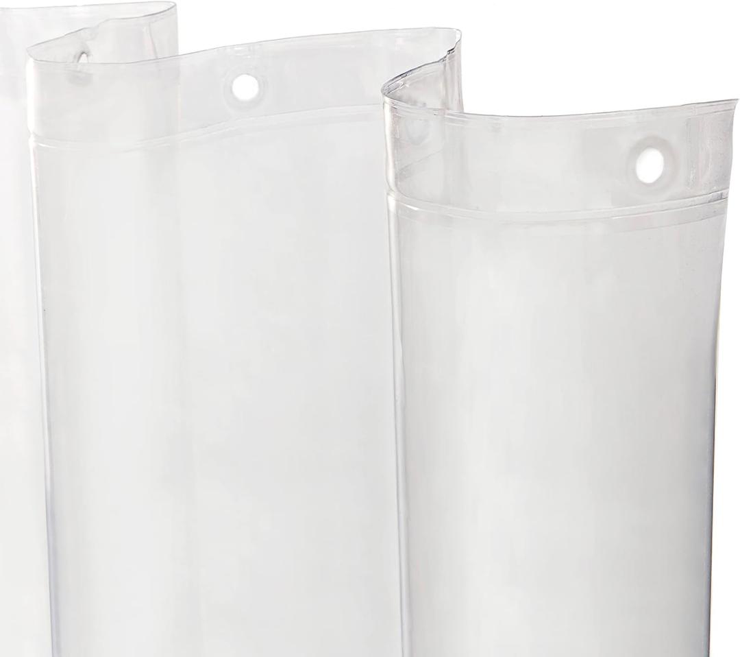 Kenney KN61433 Lightweight 3 Gauge Waterproof PEVA Shower Curtain Liner with Durable Eyelet Hang Holes and Weighted Magnetic Hem for Bathroom, 70" W x 72" H, Clear, 1-Pack