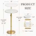10" Adjustable Marble Drink Table, End Table with 4 Coasters, Small