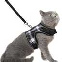 PUPTECK Soft Mesh Cat Vest Harness and Leash Set Puppy Padded Pet Harnesses Escape Proof for Cats Small Dogs Rabbits Bunny, Plaid Black, XL (XL(NECK 10.5"-13", CHEST 14"-17", 10-17 lbs))